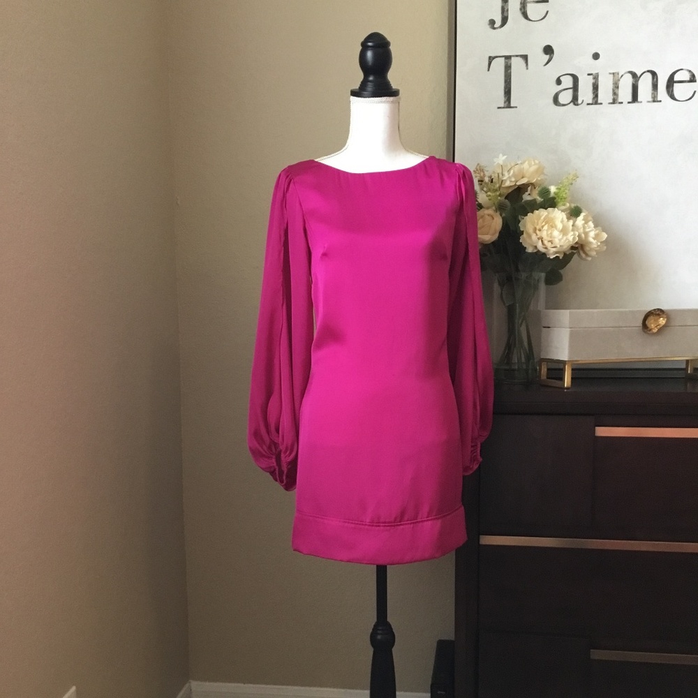 Stand out in Style! Cache Satin Split Bishop Sleeves